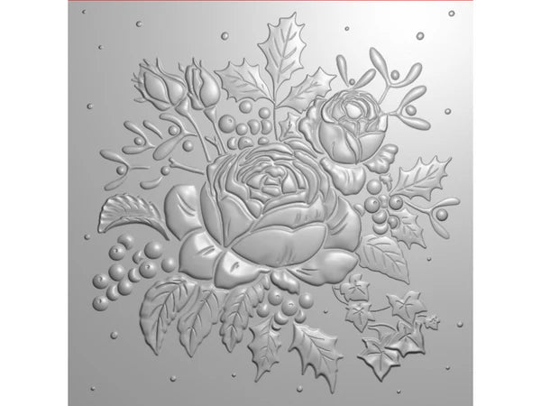 Sara Signature Christmas Rose 3D Embossing Folder 5.5” x 5.5”  - Christmas Roses