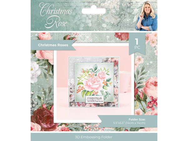 Sara Signature Christmas Rose 3D Embossing Folder 5.5” x 5.5”  - Christmas Roses