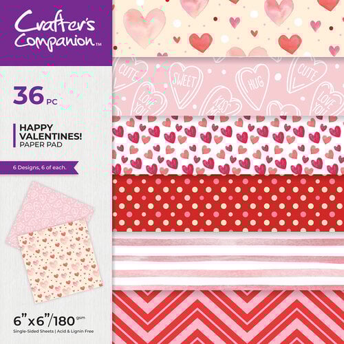 Crafters Companion 6” x 6” Paper Pad - Happy Valentines!