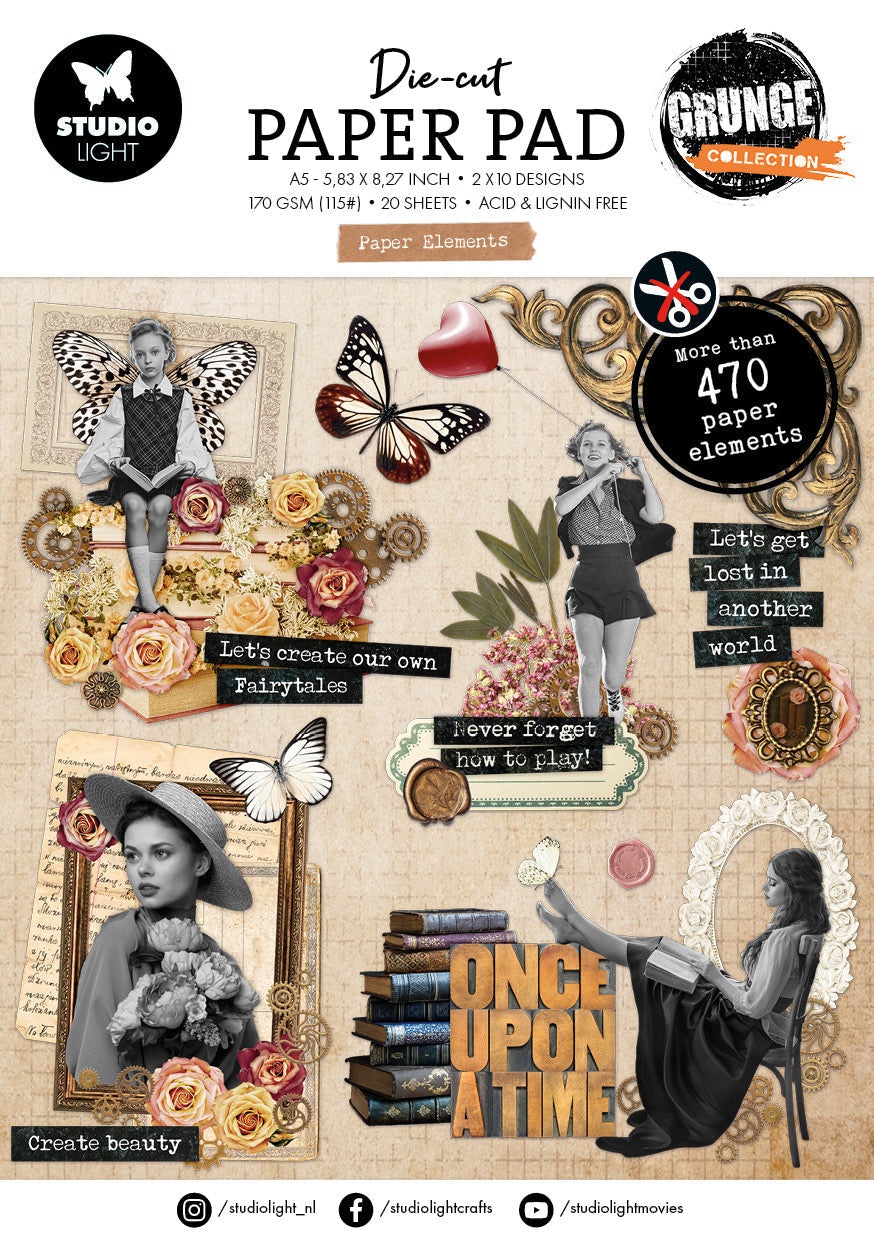 SL Die-Cut Paper Pad Paper Elements Grunge Collection 148x210x5mm 20 Sheets