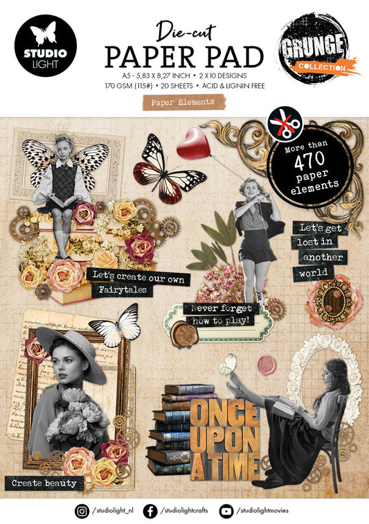 SL Die-Cut Paper Pad Paper Elements Grunge Collection 148x210x5mm 20 Sheets