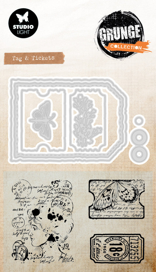 SL Stamp & Cutting Dies Tag & Tickets Grunge Collection 93x136x1mm 11 Pieces