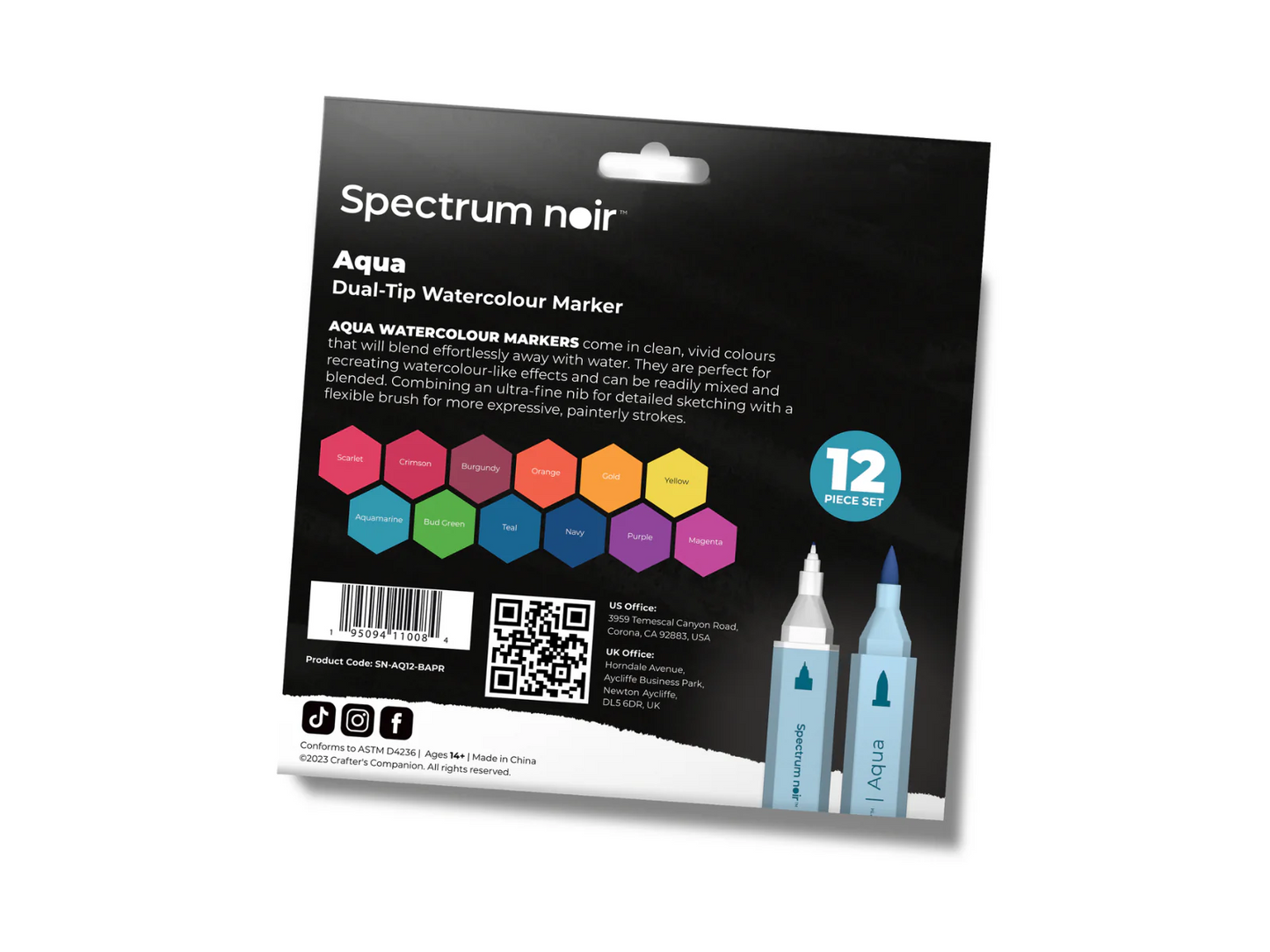 Spectrum Noir-Aqua 12pc-Basic Primary