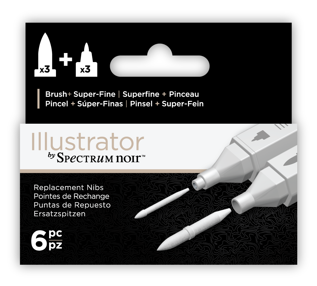 Replacement Nibs for SN Illustrator Markers - 6pc Set (3 Brush/3 Fine)