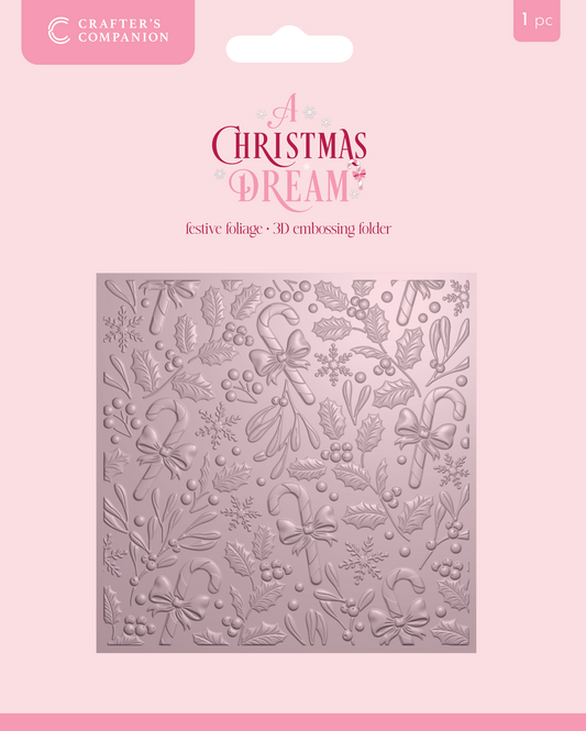 Sara Signature A Christmas Dream 5.5" X 5.5" 3D Embossing Folder - Festive Foliage
