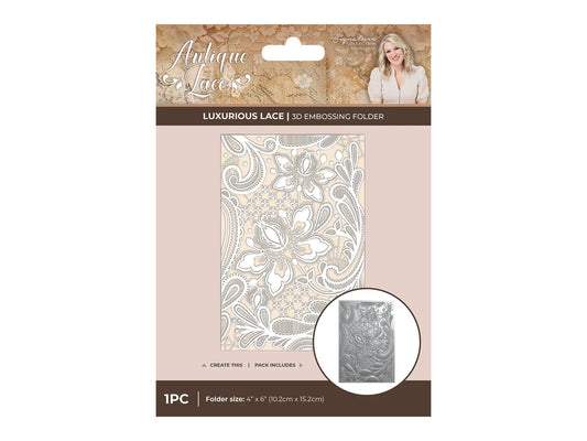 Sara Signature Antique Lace - Lace Panel 6" x 4" 3D Embossing Folder