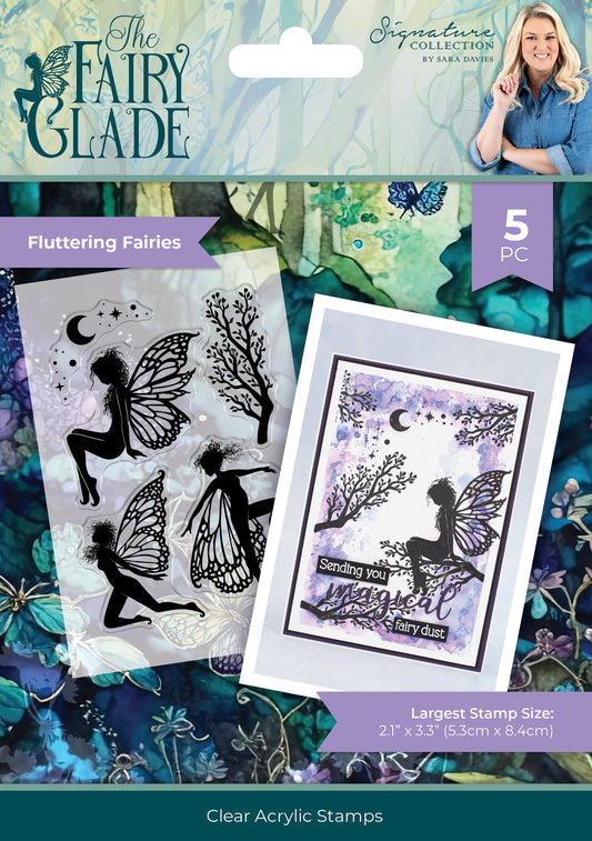 Sara Signature Fairy Glade - Acrylic Stamp - Fluttering Fairies