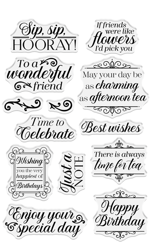 Sara Signature The Gilded Age Clear Acrylic Stamp - Sip, Sip Hooray!