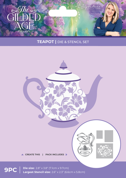 Sara Signature The Gilded Age Die & Stencil Set - Teapot