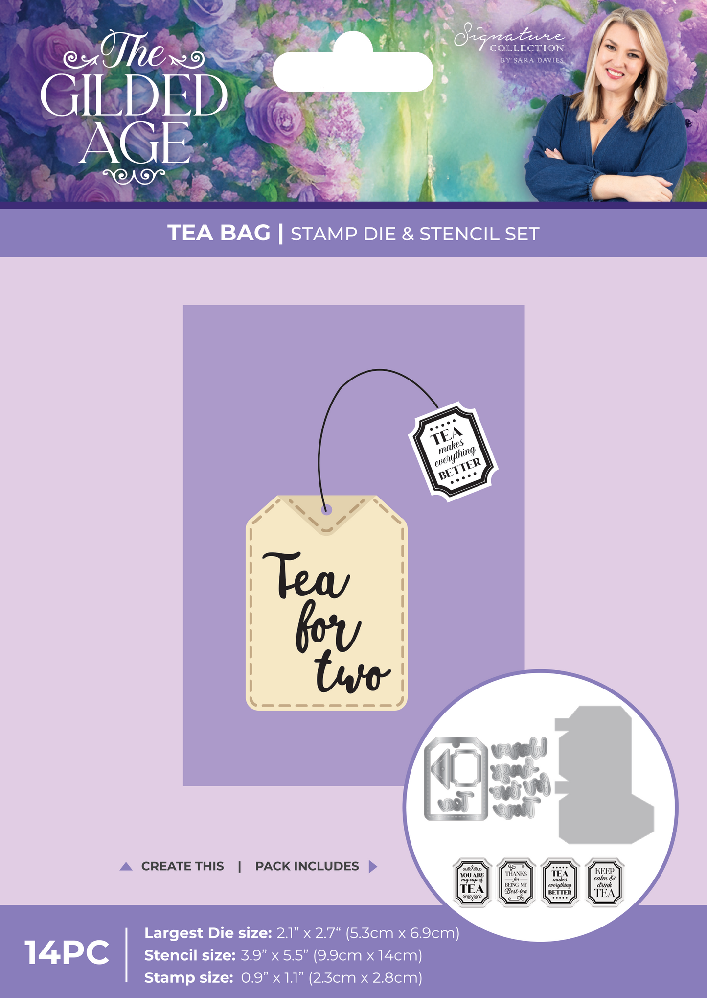 Sara Signature The Gilded Age Stamp, Die & Stencil Set - Tea Bag