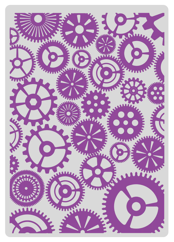 Gemini 5 x 7” 2D Textured Embossing Folder - Cogs and Gears