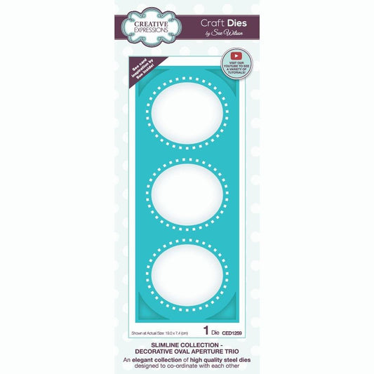 Sue Wilson Slimline Decorative Oval Aperture Trio Craft Die