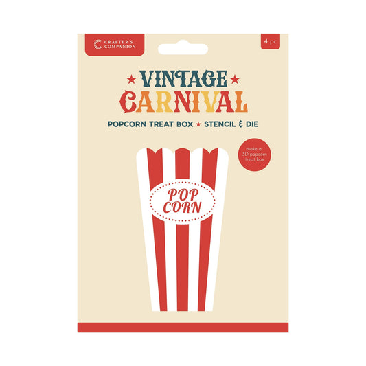 Vintage Carnival Stencil & Die Set - Popcorn Treat Box