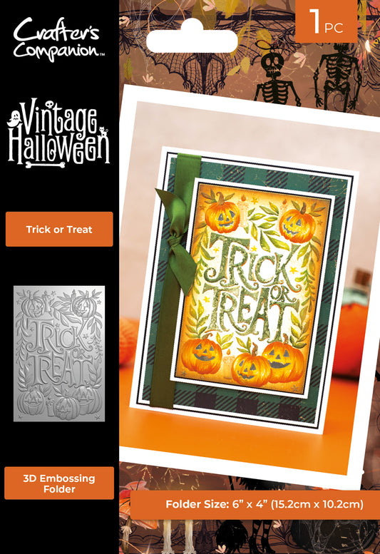 Vintage Halloween 3D Embossing Folder 4" x 6" - Trick or Treat