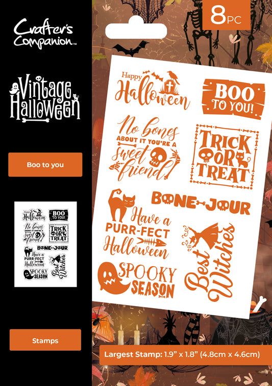 Vintage Halloween Clear Acrylic Stamps - Boo To You