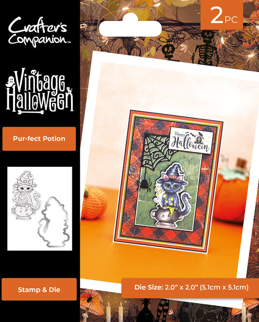 Vintage Halloween Metal Die and Stamp - Pur-fect Potion