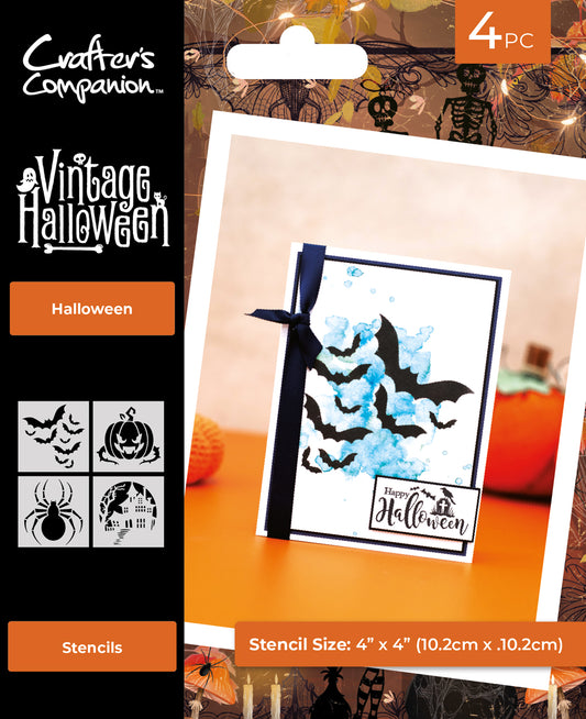 Vintage Halloween 4" x 4" Stencil Set 4 piece - Halloween