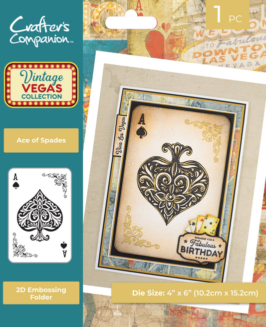 Vintage Vegas 6”x4” 2D Embossing Folder - Ace of Spades