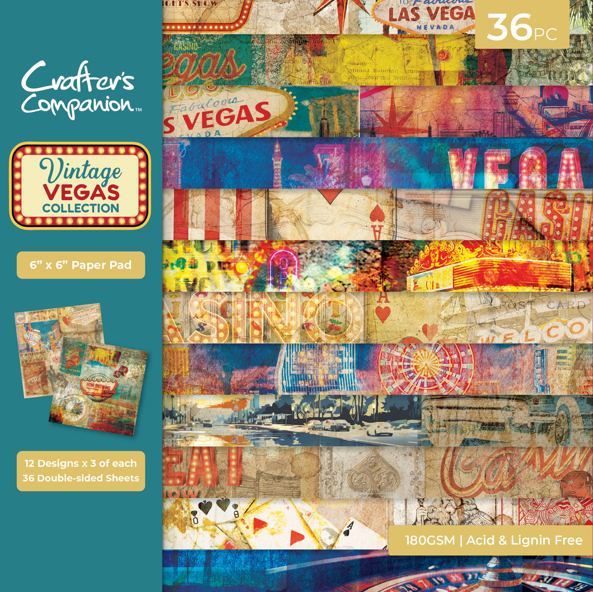 Vintage Vegas 6”x6” Paper Pad