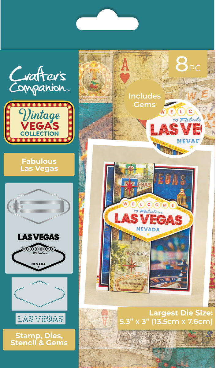 Vintage Vegas Stamp, Die, Stencil & Gems - Fabulous Las Vegas