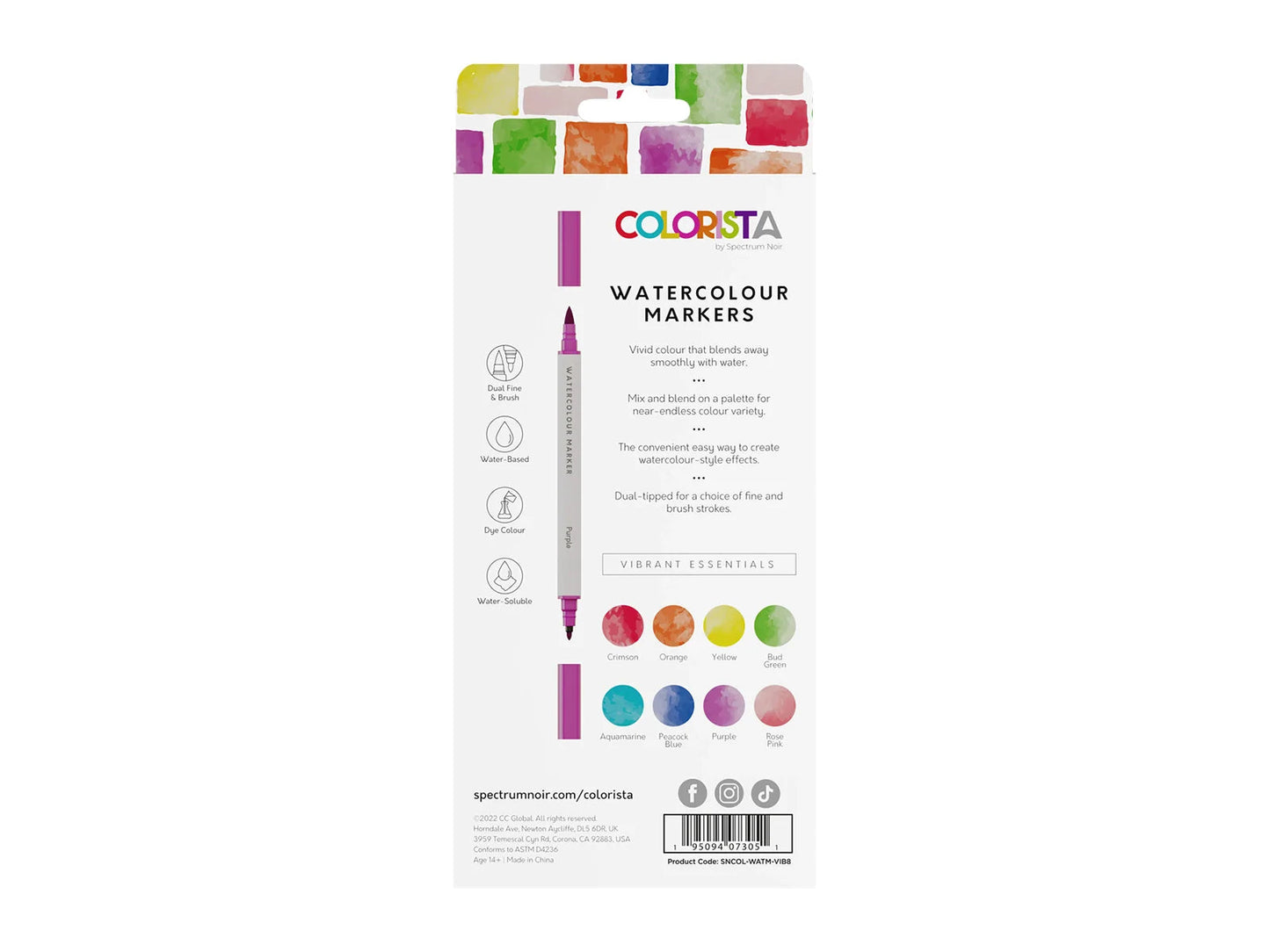 Colorista - Watercolour Marker - Vibrant Essentials 8pc