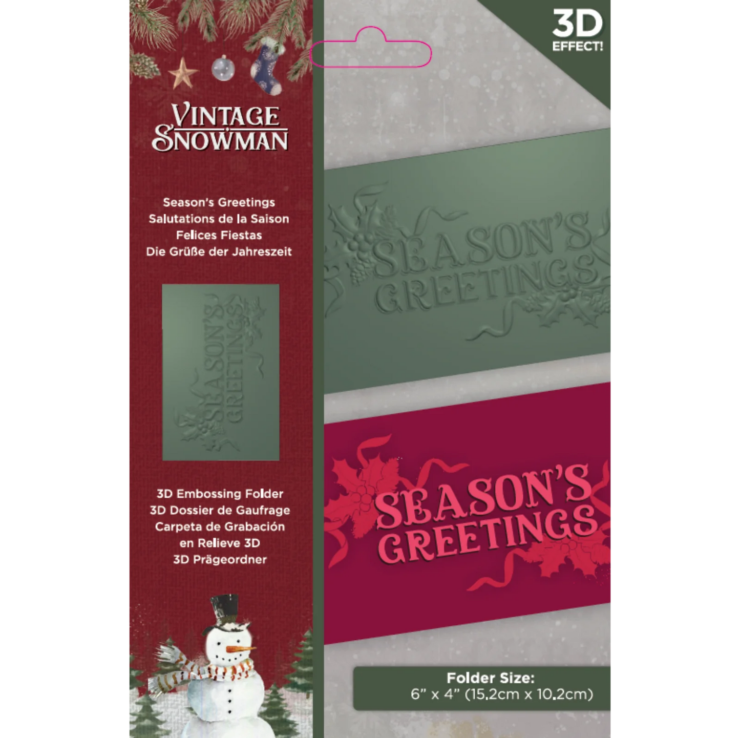Vintage Snowman - 3D Embossing Folder - 6x4 - Season's Greetings