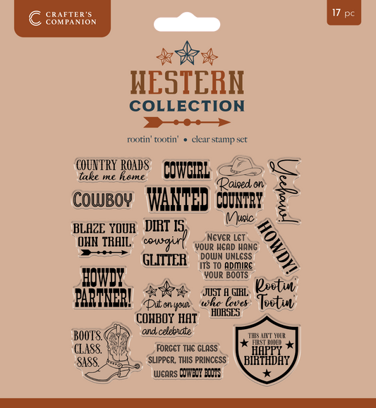 Western Collection Clear Acrylic Stamp - Rootin’ Tootin’