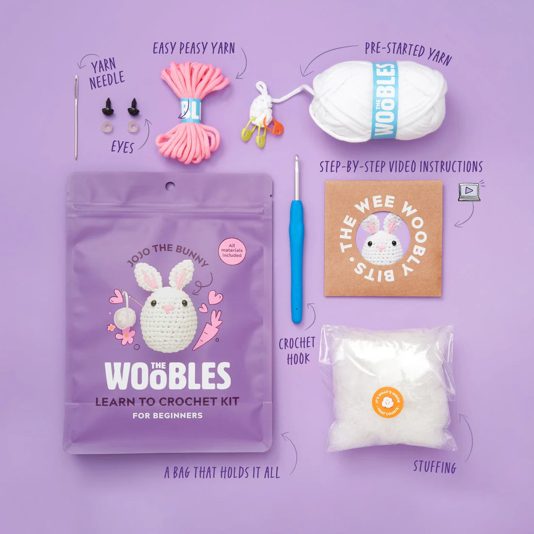 WOobles - Fred the Dinosaur Rainbow Crochet Kit