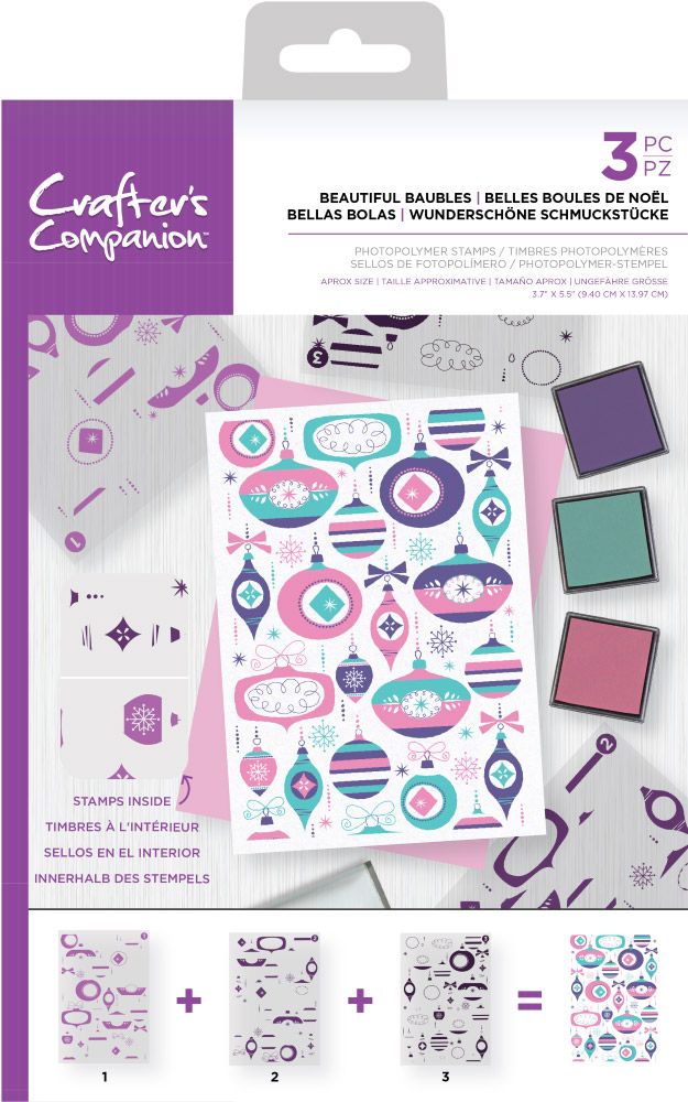 Crafters Companion Background Layering Stamps - Beautiful Baubles