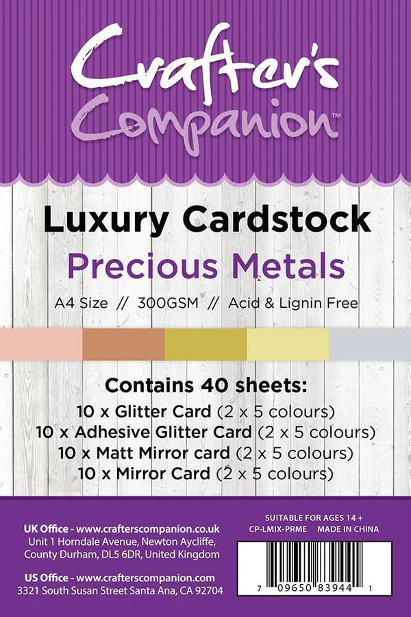 Crafters Companion A4 Luxury Cardstock Pack - Precious Metals