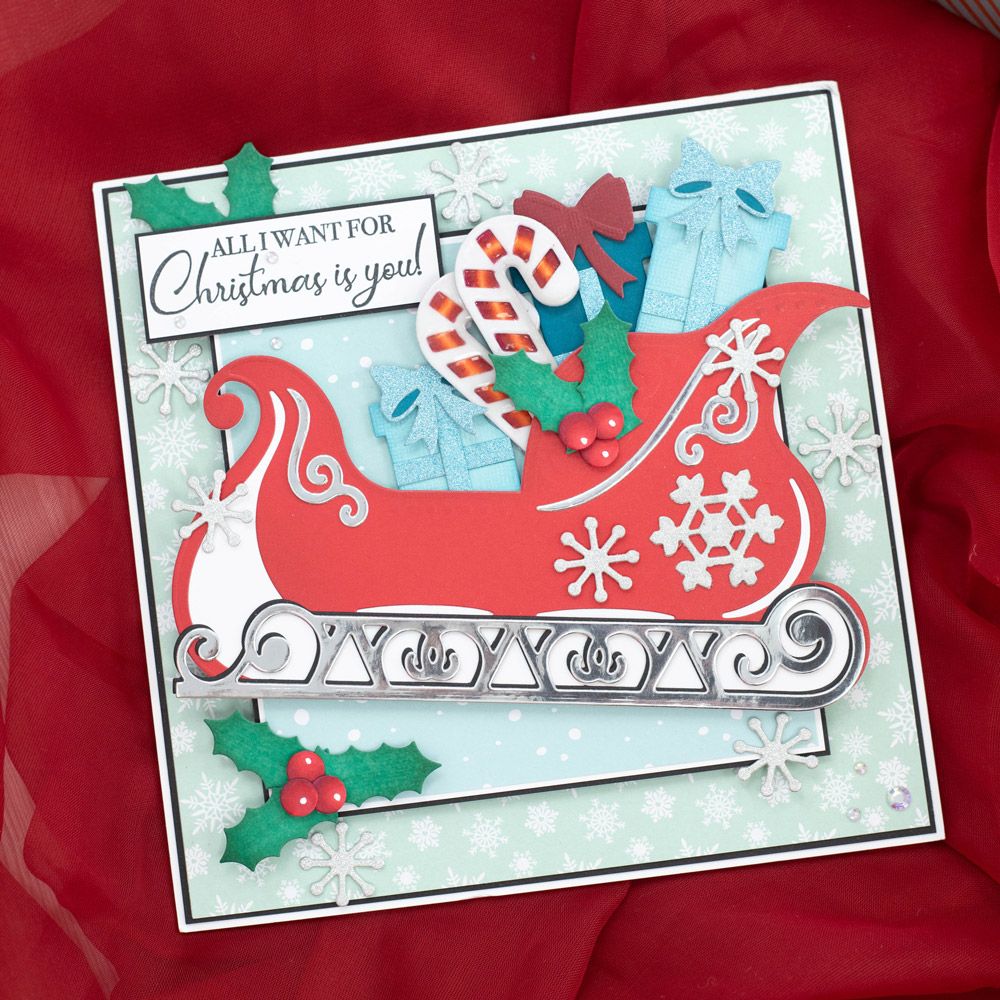 Crafter’s Companion 3 in 1 Create-a-Card Die - Christmas Sleigh
