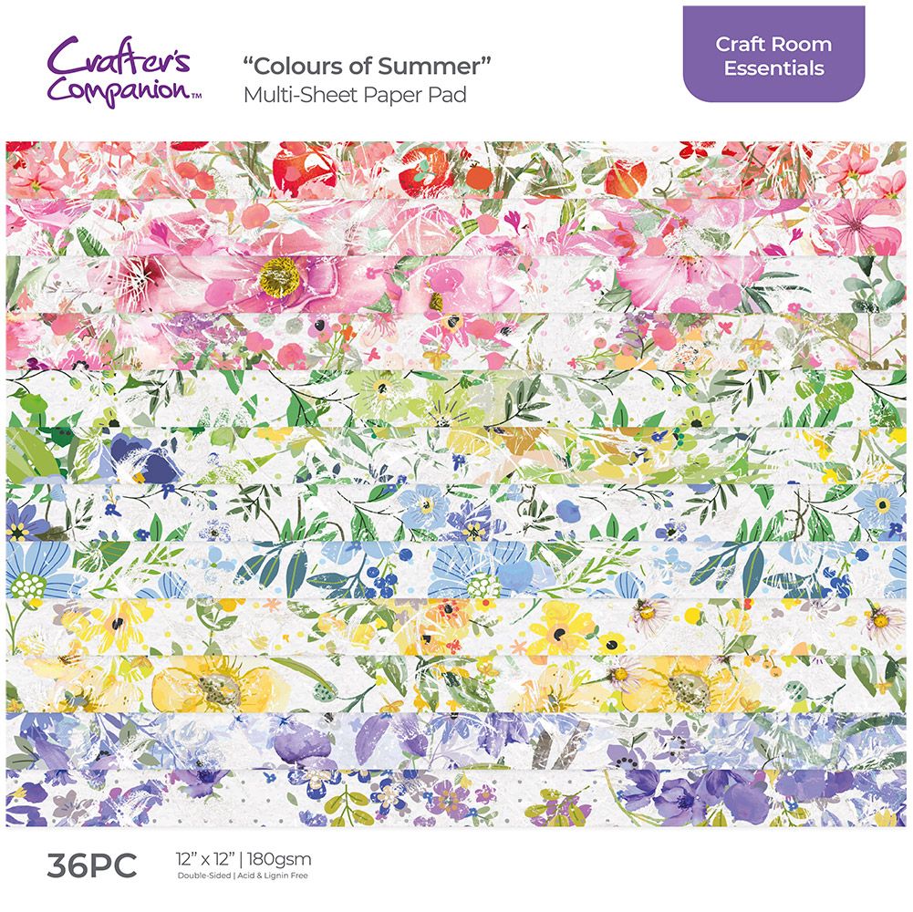 Crafters Companion 12" x 12" Paper Pad - Colours of Summer