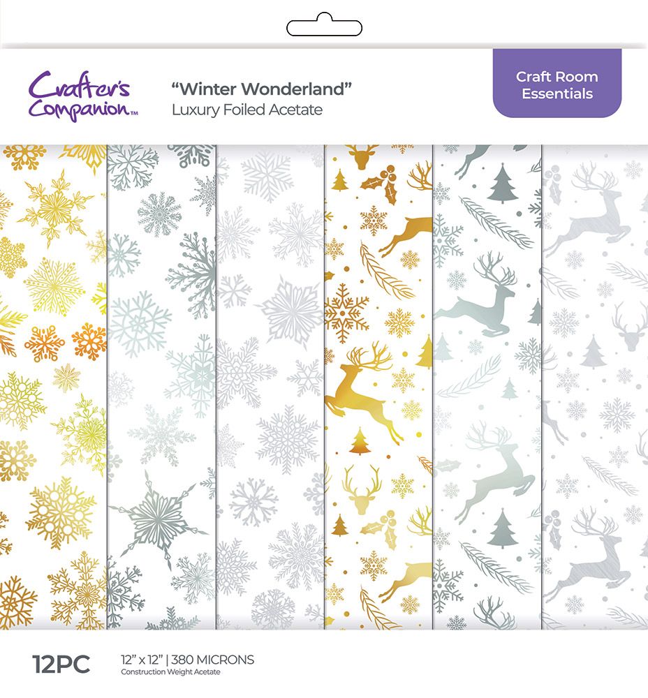 Crafters Companion Luxury Foiled Acetate Pack - Winter Wonderland