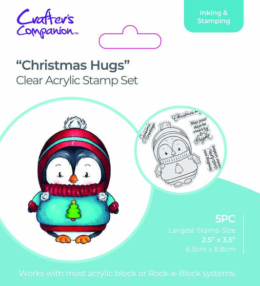 Crafters Companion Cute Penguin Stamps - Christmas Hugs