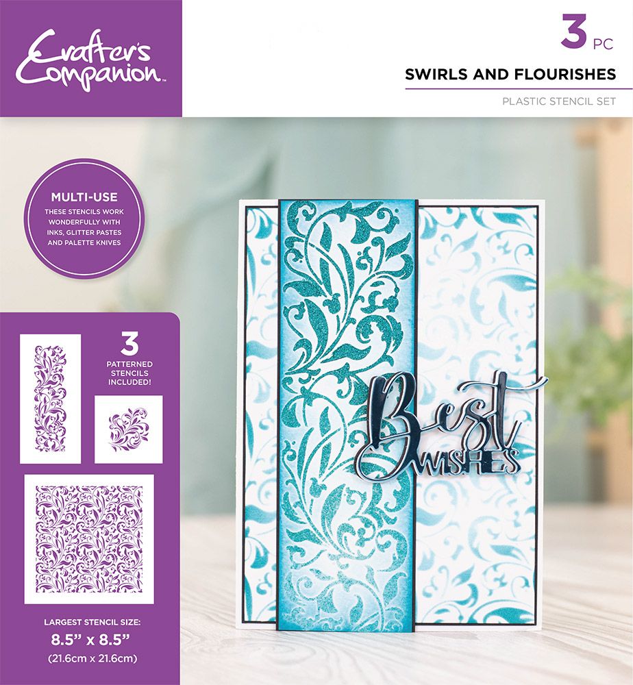 Crafters Companion Stencil Set - Swirls and Flourishes