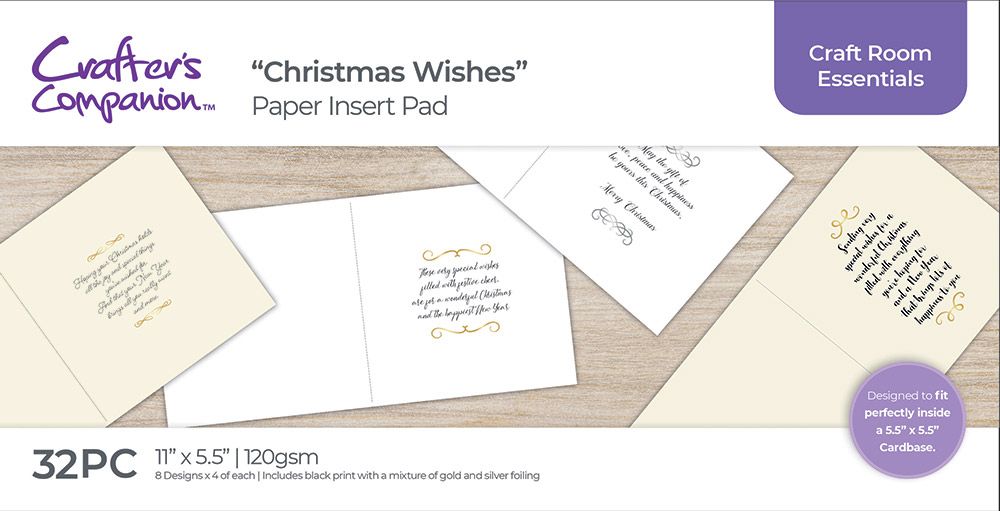 Crafters Companion 5.5" x 5.5" Insert Pad – Christmas Wishes (Gold & Silver)