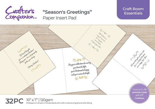 Crafters Companion 5" x 7" Insert Pad – Seasons Greetings (Gold & Silver)