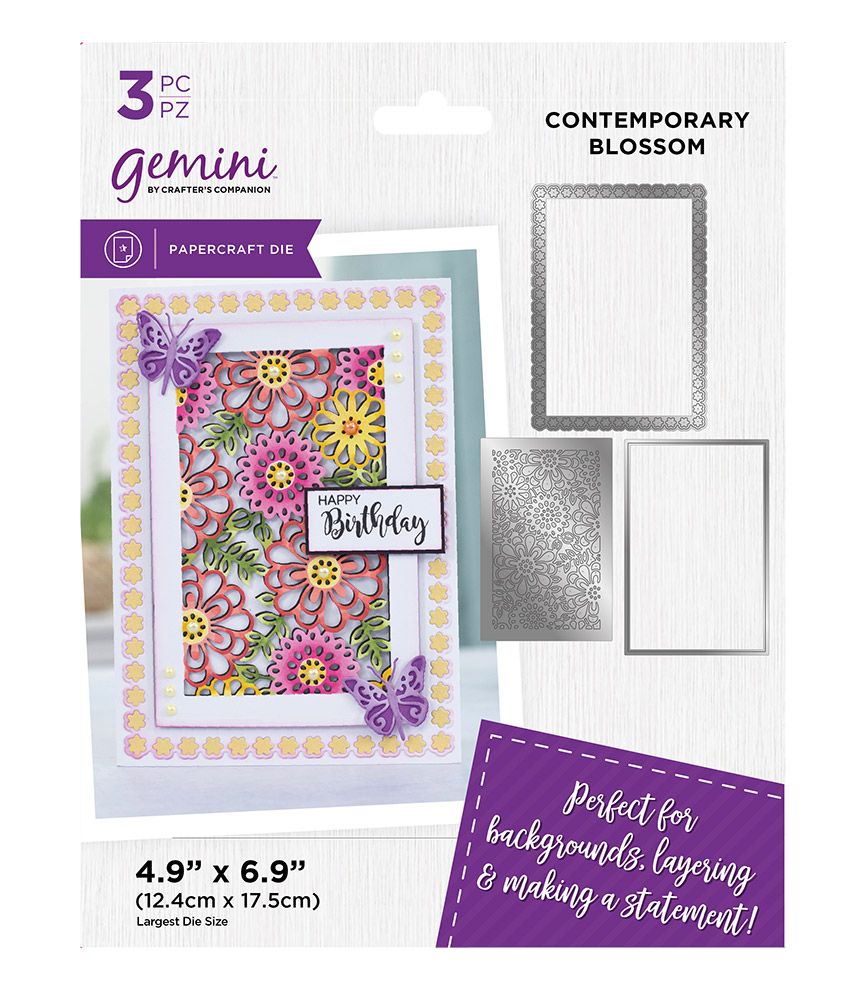 Gemini Deep Border Create-a-Card Die - Contemporary Blossom