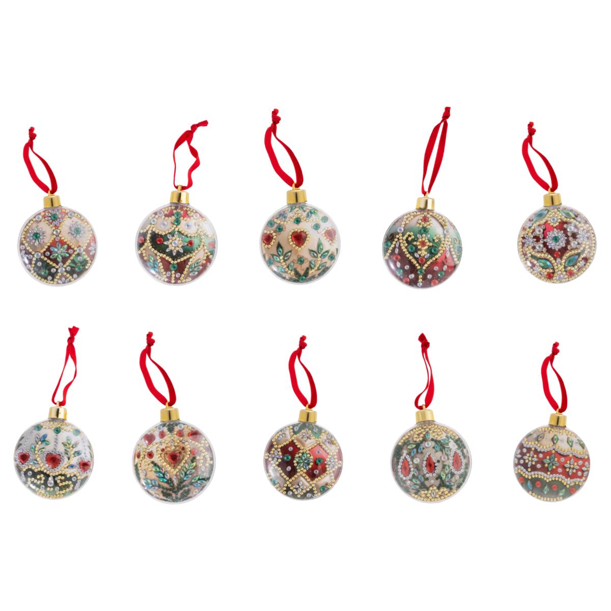 Craft Buddy Crystal Art® Fillable Christmas Hanging Ornaments with Festive Storage Case - Set of 2