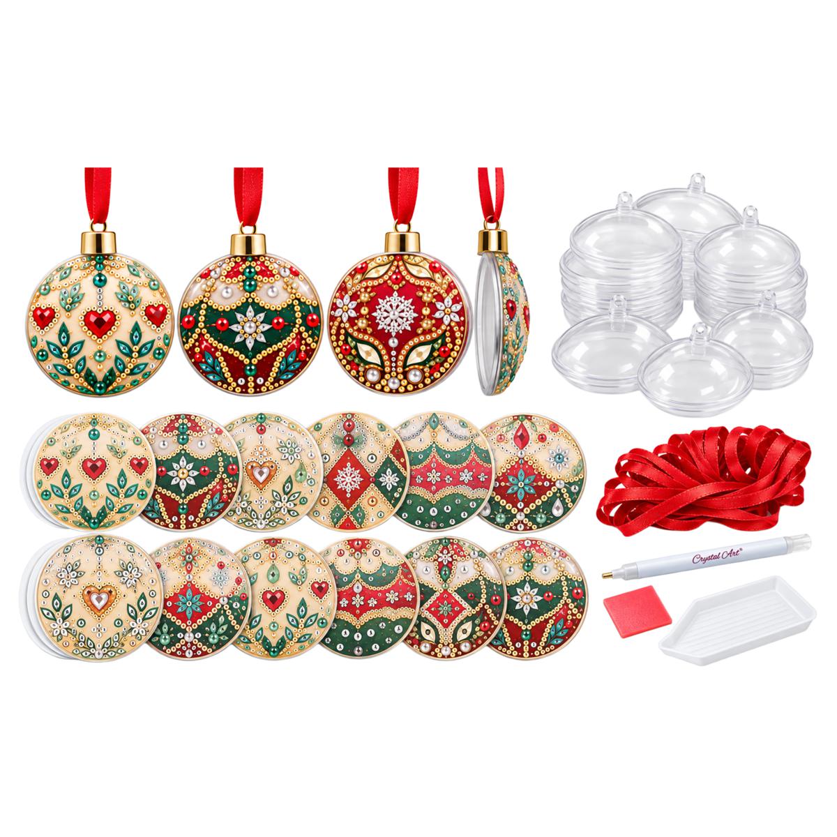 Craft Buddy Crystal Art® Fillable Christmas Hanging Ornaments with Festive Storage Case - Set of 2