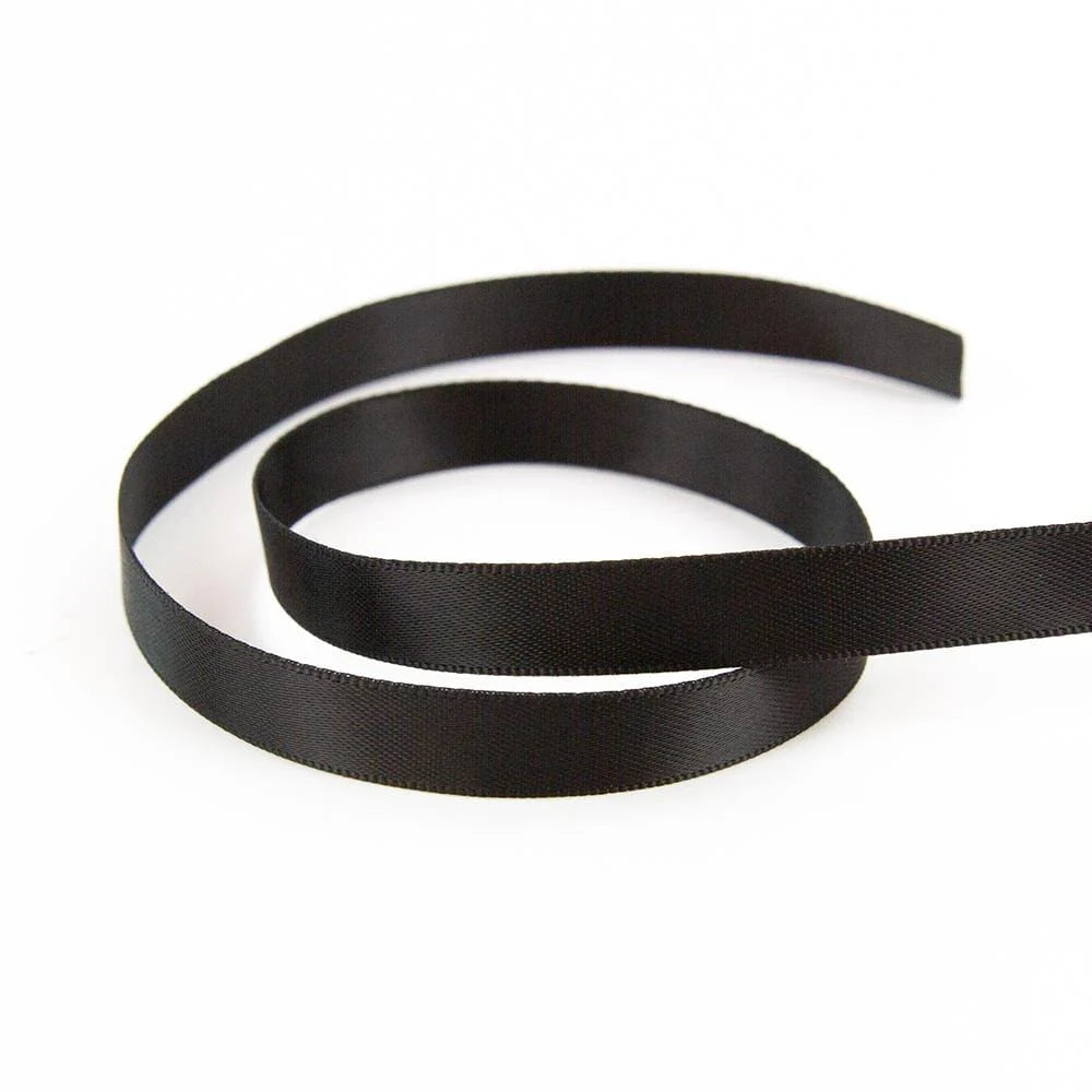 9mm Jet Black Double Face Satin Ribbon - 8975E