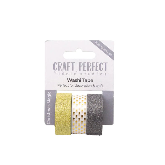 Craft Perfect - Washi Tape - Christmas Magic - (15mm/5m) - 3 Rolls - 9325e