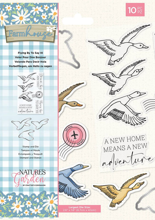Natures Garden Farmhouse Stamp & Die - Flying By To Say Hi