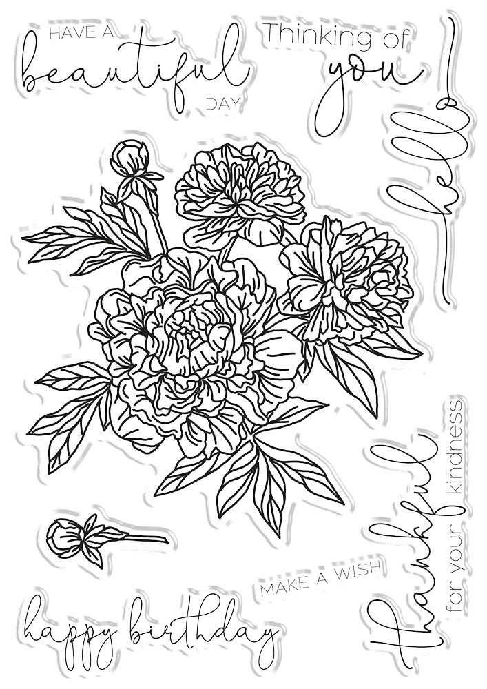 Crafters Companion Clear Acrylic Stamps - Peony Blooms