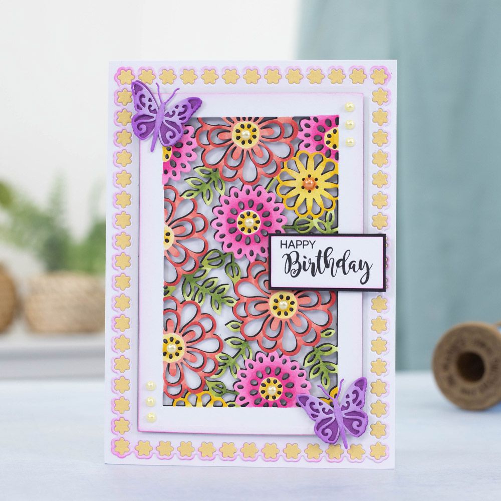 Gemini Deep Border Create-a-Card Die - Contemporary Blossom