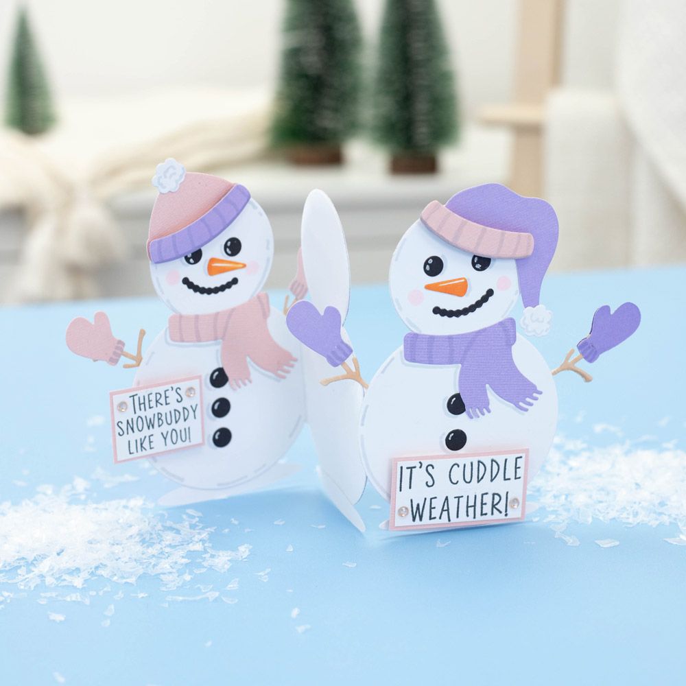 Gemini Shaped Card Base Stamp & Die - Cheerful Snowman