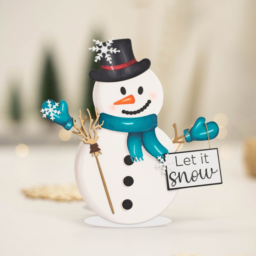 Gemini Shaped Card Base Stamp & Die - Cheerful Snowman