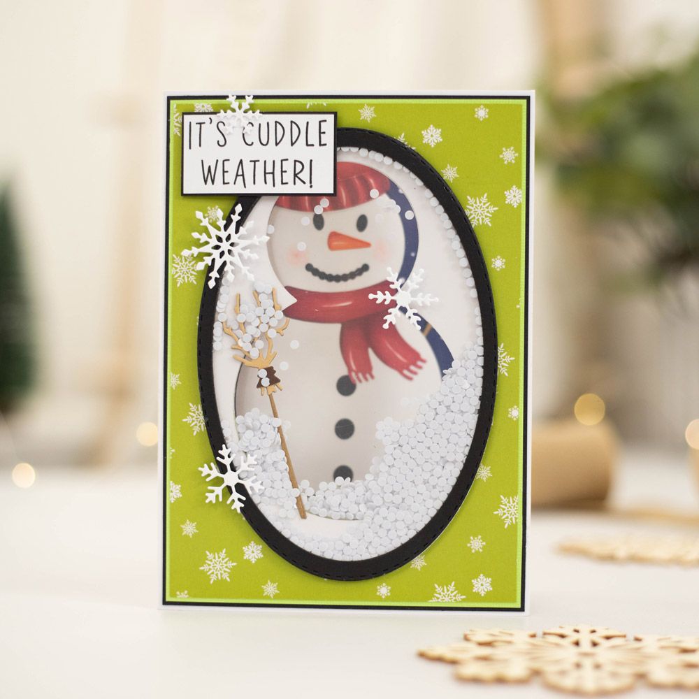 Gemini Shaped Card Base Stamp & Die - Cheerful Snowman