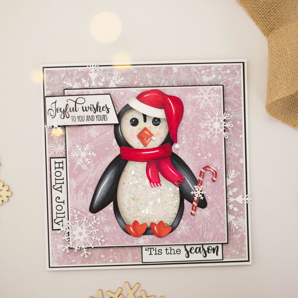 Gemini Shaped Card Base Stamp & Die - Jolly Penguin