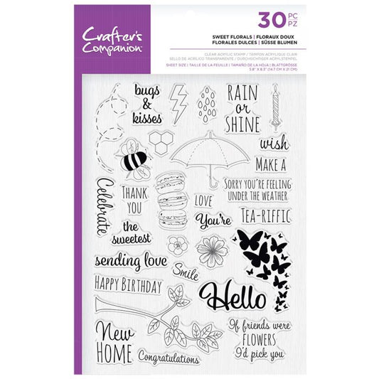 Crafters Companion Clear Acrylic Stamps - Sweet Florals